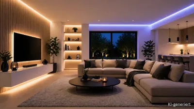 LED Funksteuerung 2,4GHz für LED Streifen im Wohnzimmer mit indirekter Beleuchtung und Farbsteuerung