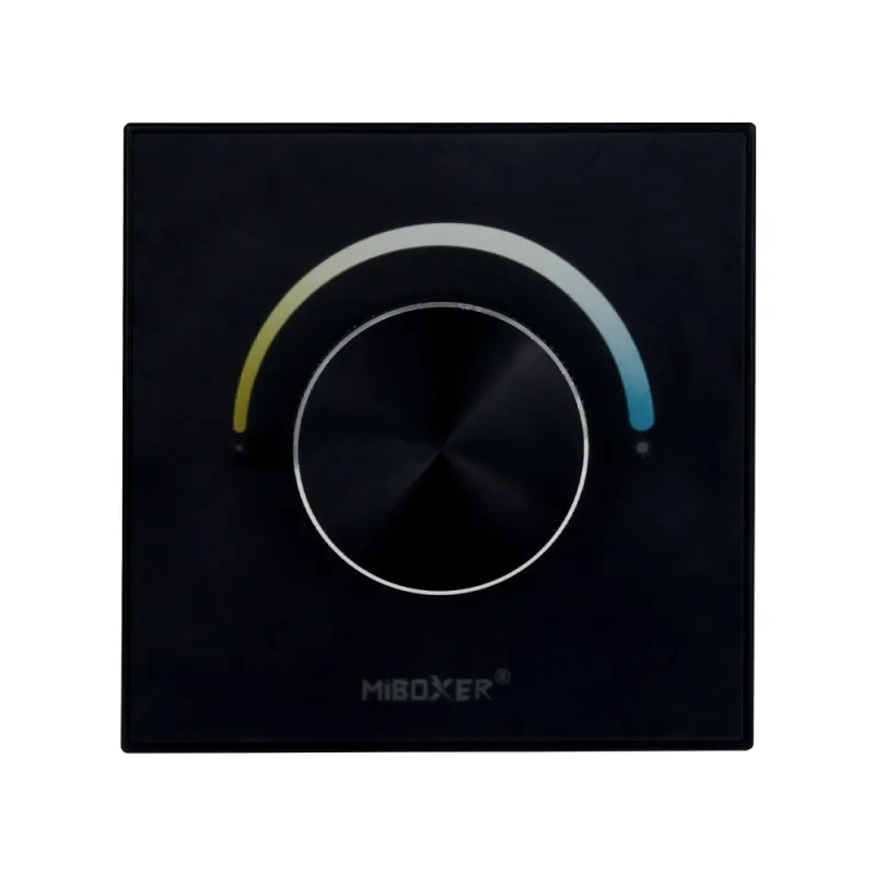 MiBoxer P0 LED Wandpanel mit Drehregler Touch Oberfläche für CCT und einfarbige LED Streifen 12–48V Funksteuerung schwarz