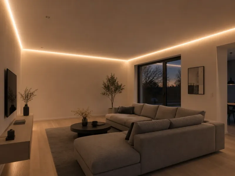 Moderne Voutenbeleuchtung mit verbundenen LED Streifen über mehrere Ecken