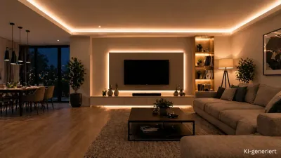 LED Fernbedienung Handsender zur Steuerung von LED Streifen im Wohnzimmer mit indirekter Beleuchtung
