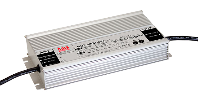 Mean Well HLG-480H-24A LED Netzteil 24V 480W – IP65 Aluminiumgehäuse, Konstantspannung und Konstantstrom per Poti einstellbar, lüfterlos, TÜV CE, für professionelle LED-Installationen