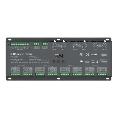 LTECH D32 DMX512/RDM LED Controller 32-Kanal 3A, 12-24V DC, mit OLED Display, Konstantspannung