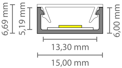 Flaches LED Alu Aufbauprofil 2m Exo-A1-13 (13mm) –| Flaches Aluminiumprofil für LED-Strips