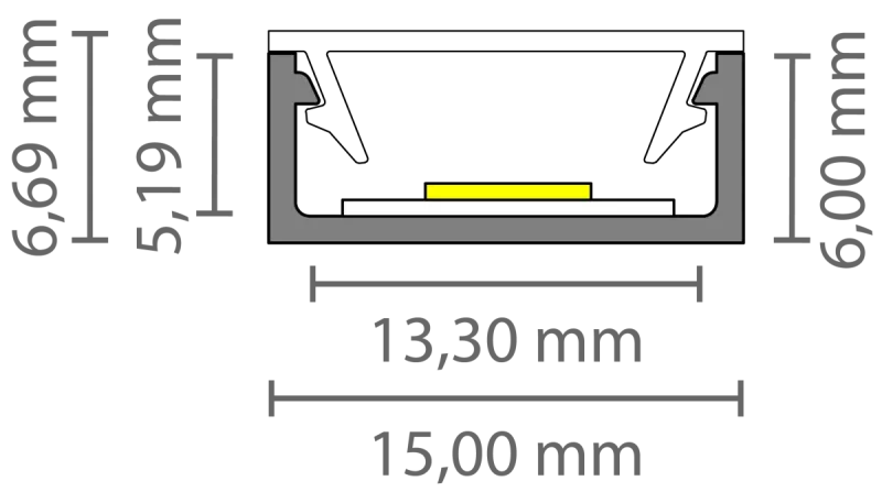 Flaches LED Alu Aufbauprofil 2m Exo-A1-13 (13mm) –| Flaches Aluminiumprofil für LED-Strips