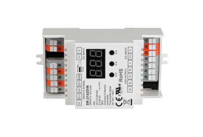 SR-2102DIN DMX512 & RDM Hutschienen Decoder 4-Kanal 5A pro Kanal 12-48V DC für RGBW LED Streifen