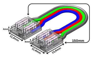 LED Strip-zu-Strip RGB Verbinder – 4-polig, 10 mm, lötfrei, mit 15 cm Kabel – SK-LED LED Streifen-zu-Streifen Verbinder RGB 4-polig, lötfrei – für 10 mm COB LED-Streifen mit 15 cm Kabel – ideal für farbige Anwendungen – werkzeugfreie Verbindung für saubere LED-Installationen – SK-LED