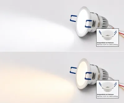 MR16 LED Einbauspot 10W 24V CCT mit Rahmen | 2000-6000K | Art.-Nr. 23051 MR16 LED Einbauspot 10W 24V DC CCT 2000-6000K mit Einbaurahmen in Tubable White