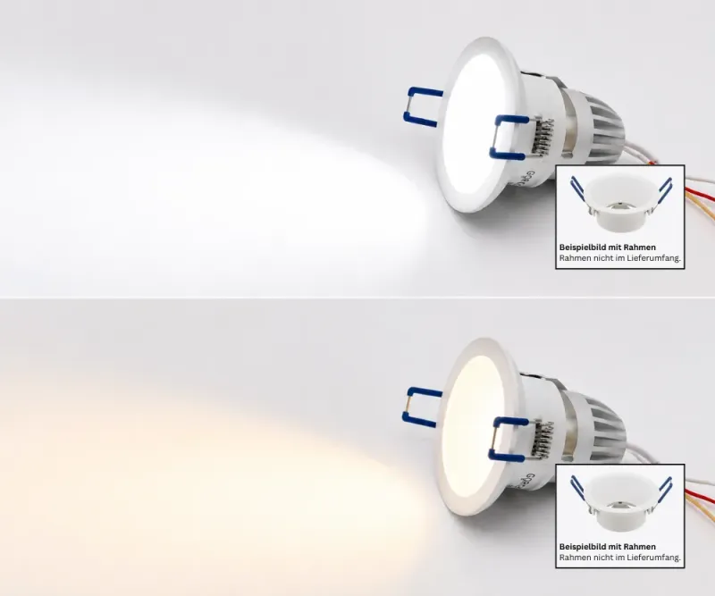 MR16 LED Einbauspot 10W 24V DC CCT 2000-6000K mit Einbaurahmen in Tubable White