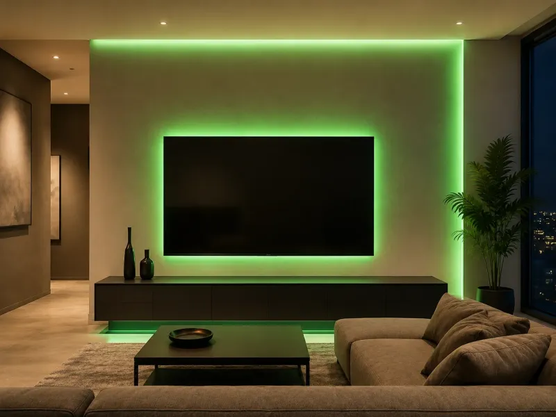 Grüner 24V LED Streifen nach Maß als indirekte TV Hintergrundbeleuchtung