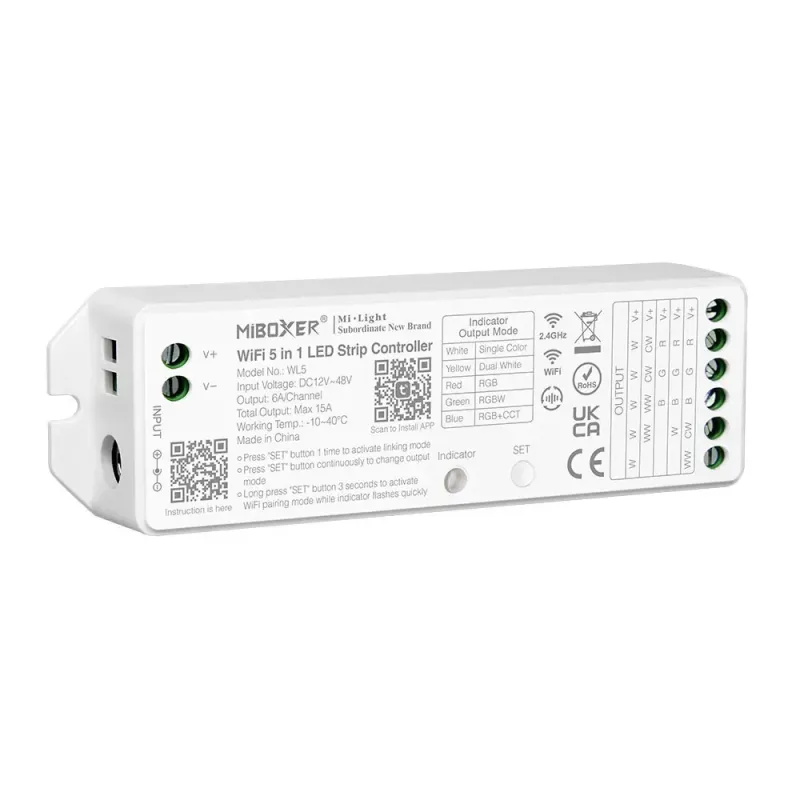 LED Streifen Set RGB Ultraschmal – COB LED Streifen 24V, 5 mm, 10 W/m, 5m, punktfrei – SS60 Netzteil, WL5 WiFi Controller & C5 Fernbedienung Schwarz