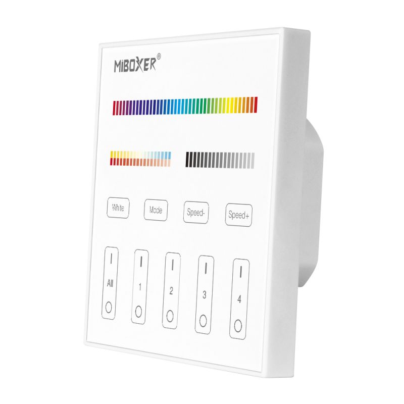 Milight MiBoxer X5 DMX512 LED Wandpanel – Touch-Bedienoberfläche mit Farbskala, 4-Zonen-Tasten und RGB+CCT Steuerung für LED Beleuchtung