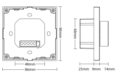 LED Dimmer Wandsteuerung Unterputz Drehregler 12V 24V Abmessungen Einbau Masse