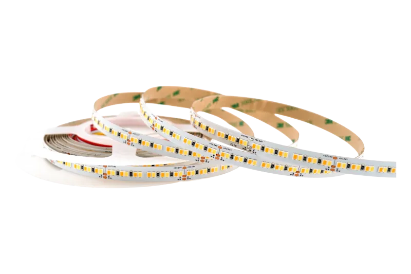 24V CCT LED Streifen mit 240 LEDs pro Meter, hoher CRI95 und variabler Weißsteuerung – flexibles LED Band für Möbelbeleuchtung, Wohnräume und professionelle Lichtanwendungen