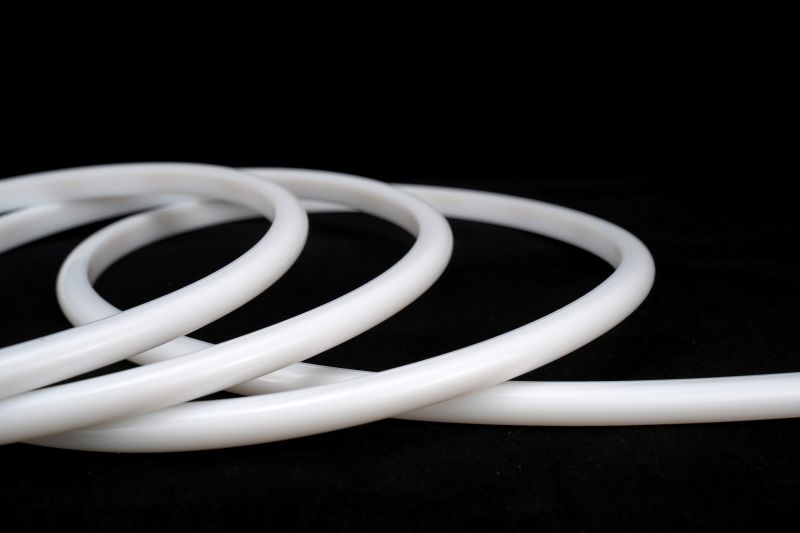 LED Neon Tube 13x13mm unbeleuchtet, Silikon Schlauch 24V IP67 Detailaufnahme ohne Licht