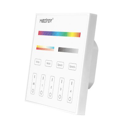 MiBoxer T4 4-Zonen RGB+CCT LED Touch Wandpanel – Funkfernbedienung 2,4 GHz, 230 V MiBoxer T4 4-Zonen RGB+CCT LED Touch Wandpanel – Funkfernbedienung 2,4 GHz, 230 V