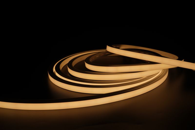 LED Neon Tube warmweiß 3000K 5m Rolle eingeschaltet, 24V IP67 Silikon Neon Flex