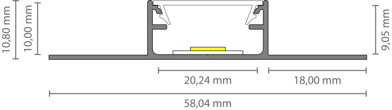 LED Fliesen-Mittelprofil 2m EXO-F1_16 (16 mm) – Flächenbündiges Fliesenprofil für LED-Strips