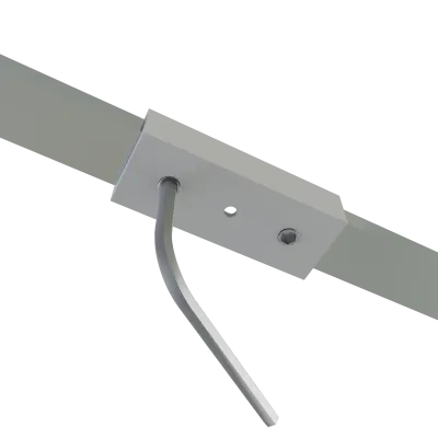 Verbinder EXO-A1-13 – Steckverbindung am Aufbauprofil PETG-Verbinder in LED Alu-Aufbauprofil eingesteckt – Nahaufnahme der Steckverbindung am Profilende