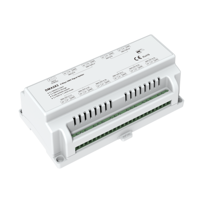 DMA2X3 DMX512 6-fach Signal Splitter für DIN Hutschiene DMX512 6-fach Signal Splitter DMA2X3 für Hutschienenmontage – DMX Signalverteiler und Verstärker 12–48 V