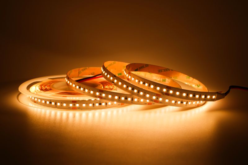 LED-Streifen 12 mm, 24 V, 128 LED/m, 9 W/m – hochfarbtreuer LED-Strip mit CRI > 93 für professionelle Innenbeleuchtung – 5 m Rolle mit 3M-Klebeband – SK-LED