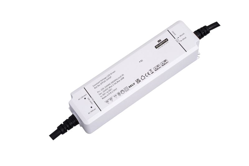 Snappy SPF60-24VSP LED Netzteil / Power Supply – 24 V DC, 60 W, IP67, Konstantspannung mit PFC – TÜV & CE zertifiziert – LED Trafo für LED-Streifen und Beleuchtungsanlagen – SK-LED