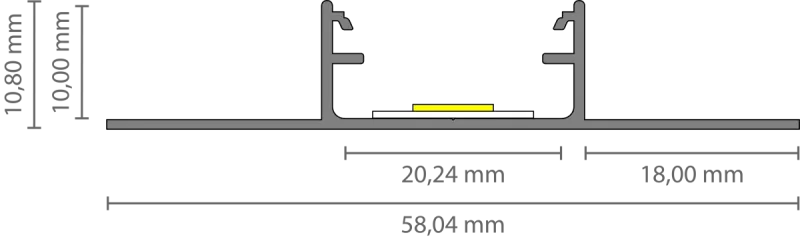 LED Fliesen-Mittelprofil 2m EXO-F1_16 (16 mm) – Flächenbündiges Fliesenprofil für LED-Strips