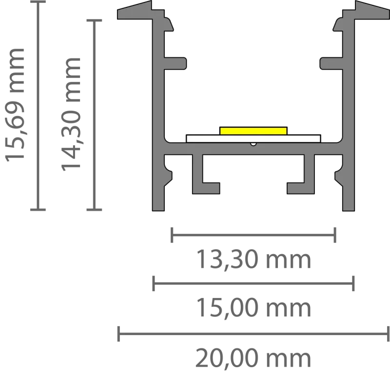 Schmales LED Alu Einbauprofil 2m Exo-A2F-13 (13mm) –| Flaches Aluminiumprofil für LED-Strips