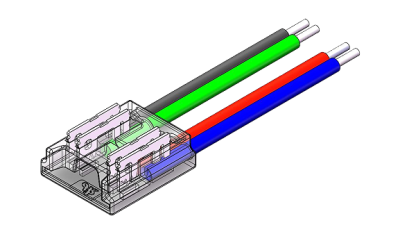 LED Anschlussverbinder für CCT oder RGB LED Streifen– 4-polig, 10 mm, lötfrei & frei konfigurierbar (ohne Kabel)