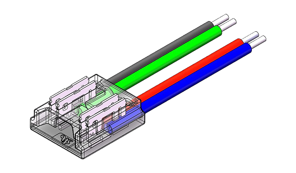 LED Strip-zu-Kabel Schnellverbinder – 4-polig, lötfrei, für 10 mm COB RGB LED-Streifen mit 15 cm Anschlusskabel