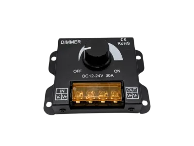LED Dimmer 12V 24V DC 30A – Draufsicht Controller LED Dimmer 12V 24V 30A Draufsicht Drehdimmer für LED Streifen Controller