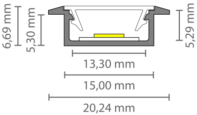 Flaches LED Alu Einbauprofil 2m Exo-A1F-13 (13mm) –| Flaches Aluminiumprofil für LED-Strips