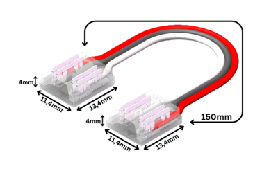 LED Strip-zu-Strip CCT Verbinder – 3-polig, 10 mm, lötfrei, mit 15 cm Kabel – SK-LED LED Streifen-zu-Streifen Verbinder CCT 3-polig, lötfrei – für 10 mm COB LED-Streifen mit 15 cm Kabel – ideal für Tunable White Anwendungen – werkzeugfreie Verbindung für saubere LED-Installationen – SK-LED