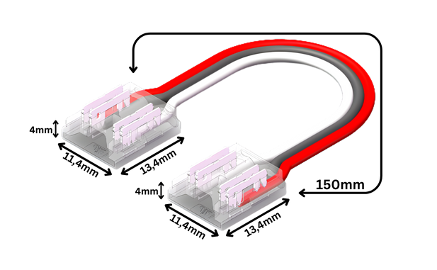 LED Streifen-zu-Streifen Verbinder CCT 3-polig, lötfrei – für 10 mm COB LED-Streifen mit 15 cm Kabel – ideal für Tunable White Anwendungen – werkzeugfreie Verbindung für saubere LED-Installationen – SK-LED