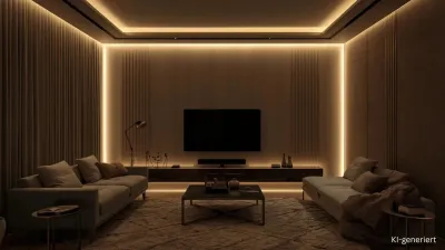 LED Streifen für indirekte Beleuchtung im Wohnzimmer kaufen LED Streifen als indirekte Wohnzimmerbeleuchtung mit warmweißer Voutenbeleuchtung an der Decke